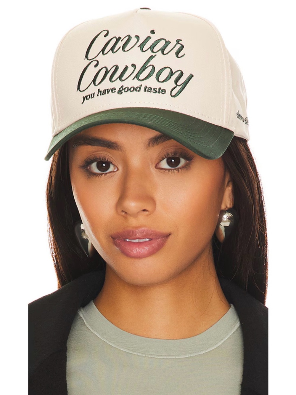 Caviar Cowboy Cap in Beige & Forest Green
Eleven Eleven